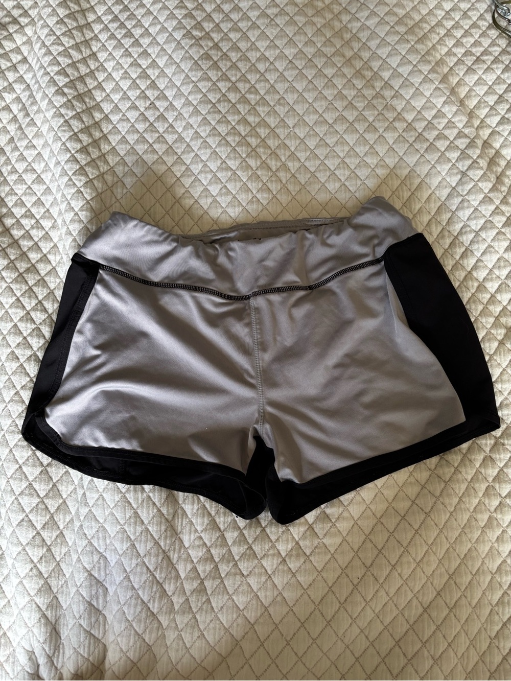 Reebok Light Gray and Black Athletic Shorts